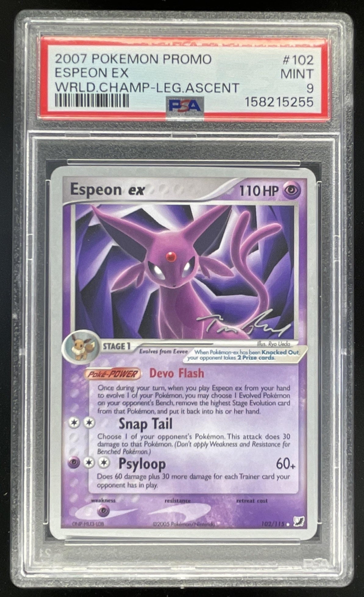 2007 Pokemon World Champions Promo Legends Ascent #102 Espeon EX PSA 9