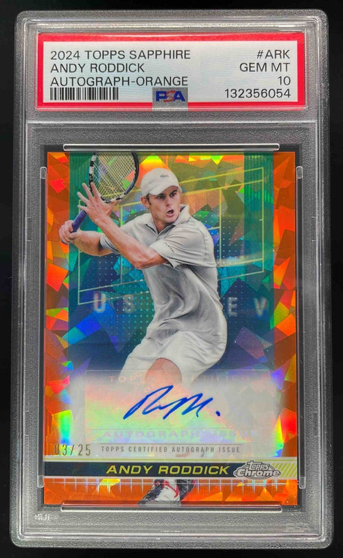 2024 Topps Chrome Sapphire Orange #TCA-ARK Andy Roddick Auto /25 PSA 10