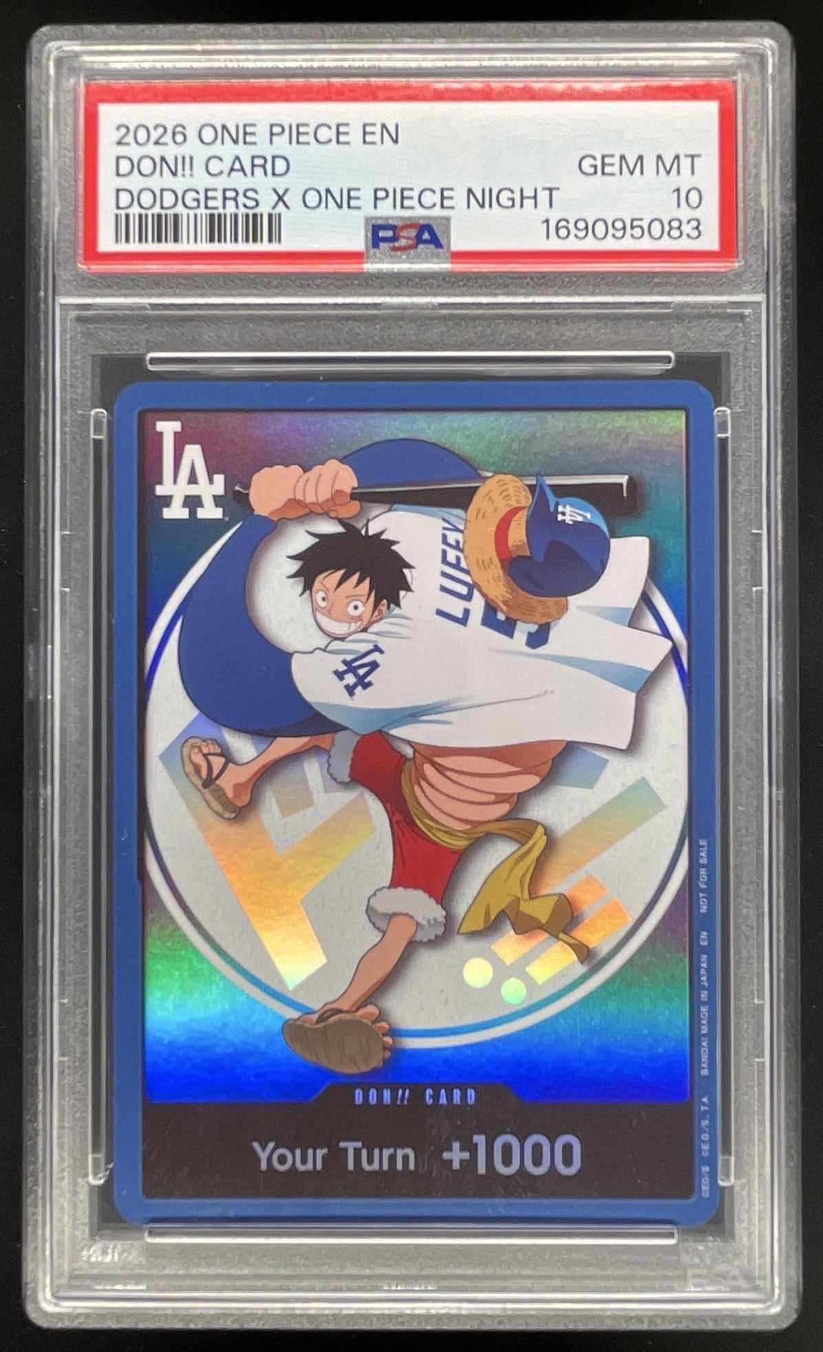2026 One Piece LA Dodgers x One Piece Night Promo Don Card Monkey D Luffy PSA 10