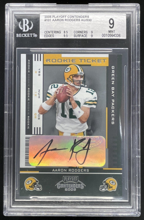 2005 Playoff Contenders #101 Aaron Rodgers RC Auto BGS 9