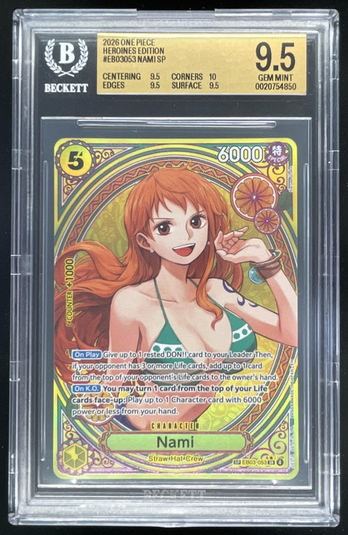2026 One Piece Heroines Edition Super Rare #EB03-053 Nami BGS 9.5