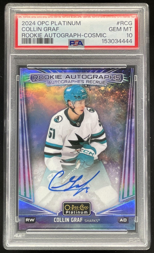 2024 O-Pee-Chee Platinum Rookie Auto Cosmic #R-CG Collin Graf RC Auto /50 PSA 10