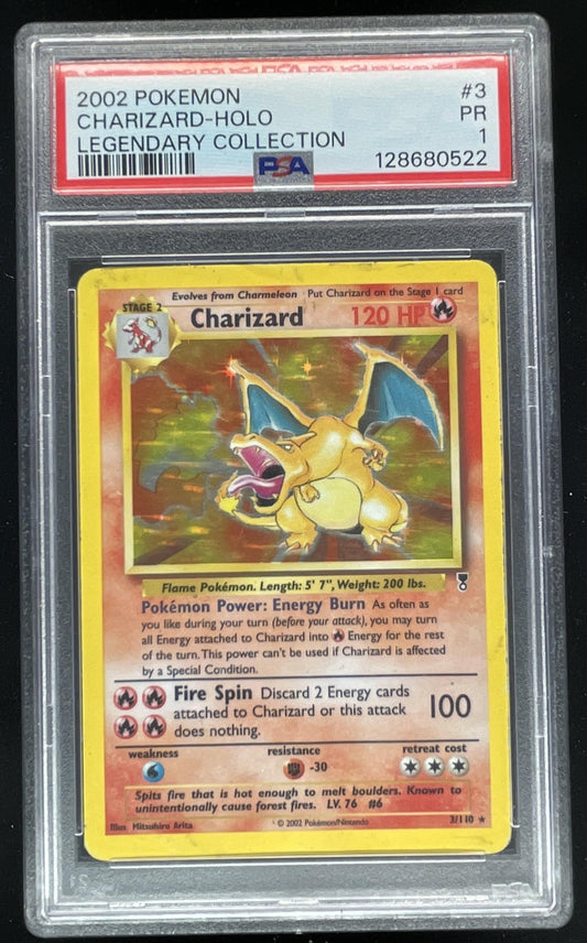 2002 Pokemon Legendary Collection #3/110 Charizard PSA 1