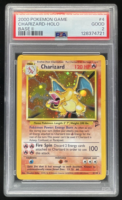 2000 Pokemon Set 2 #4/130 Charizard Holo PSA 2