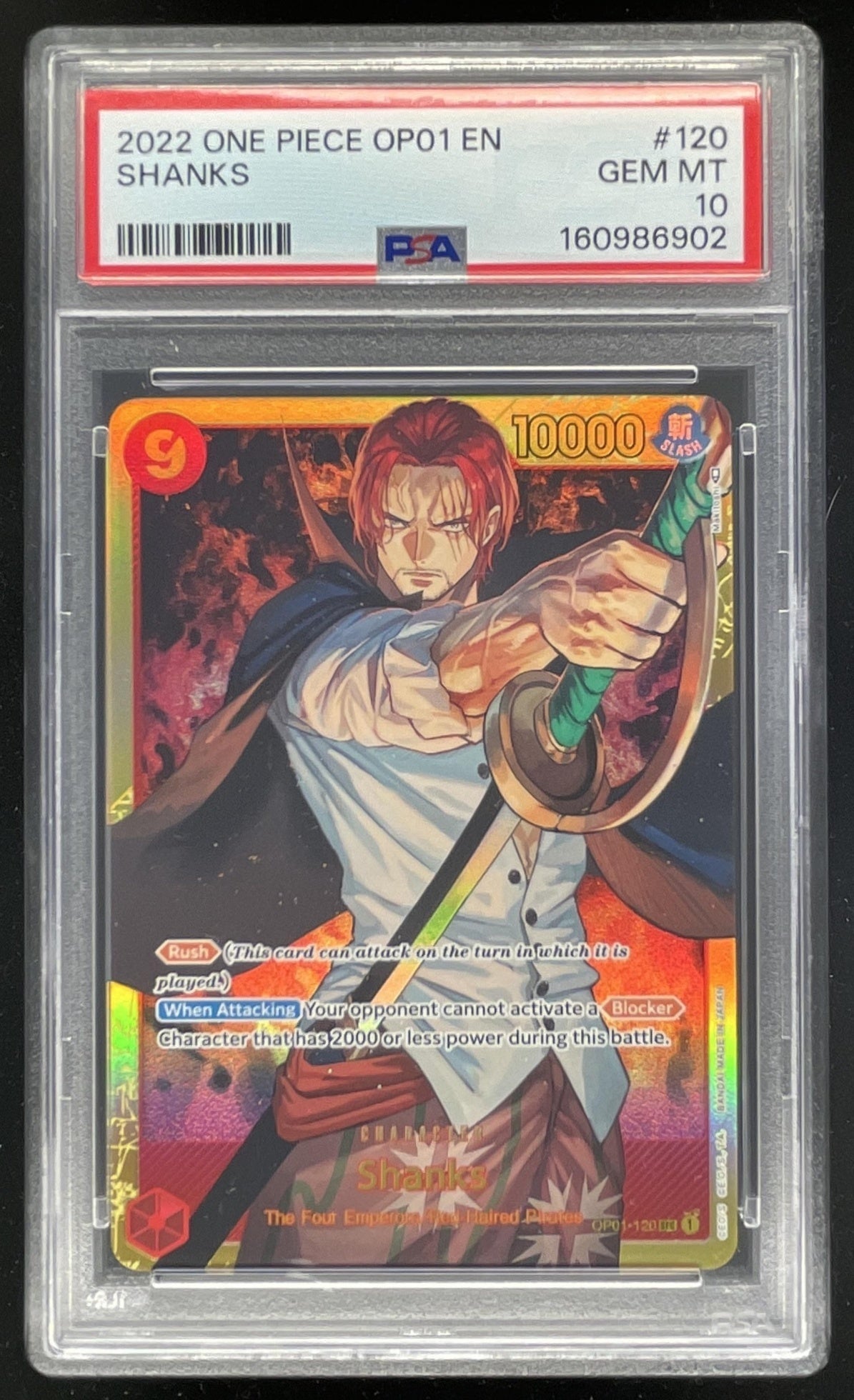 2022 One Piece Romance Dawn #OP01-120 Shanks Secret Rare PSA 10