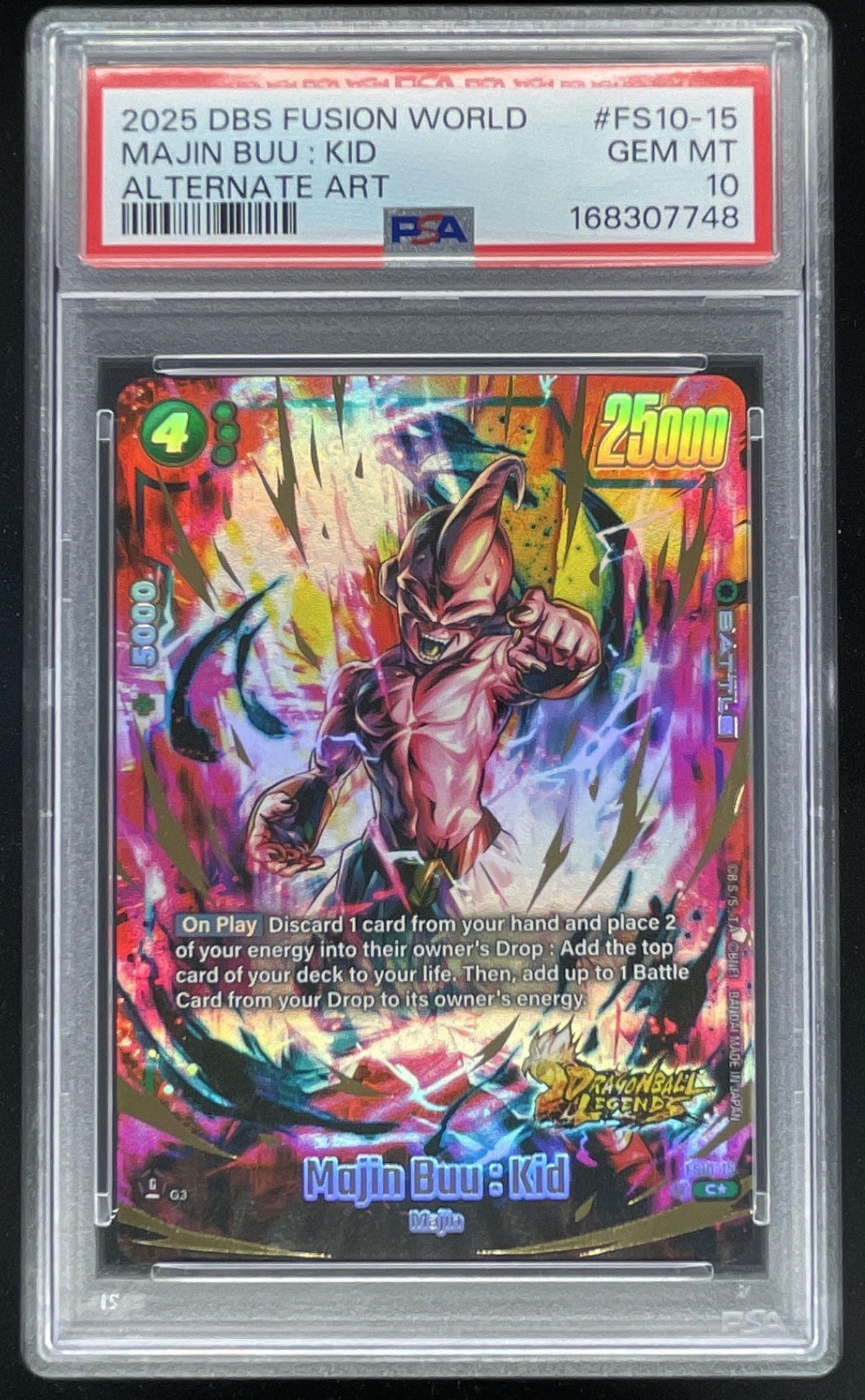 2025 Dragon Ball Super Fusion World #FS1015 Majin Buu : Kid Alternate Art PSA 10