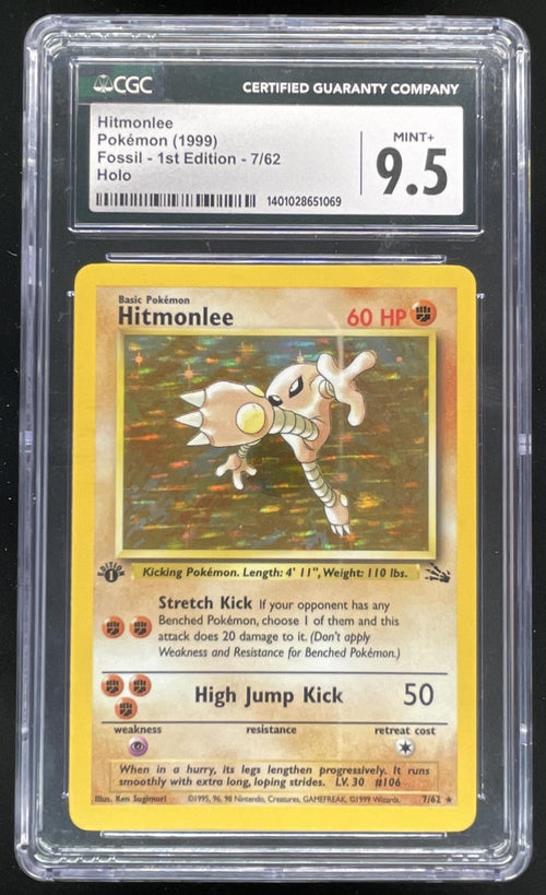 1999 Pokemon Fossil 1st Edition #7/62 Hitmonlee CGC 9.5