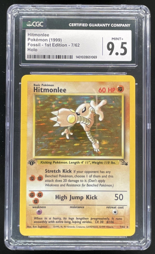 1999 Pokemon Fossil 1st Edition #7/62 Hitmonlee CGC 9.5