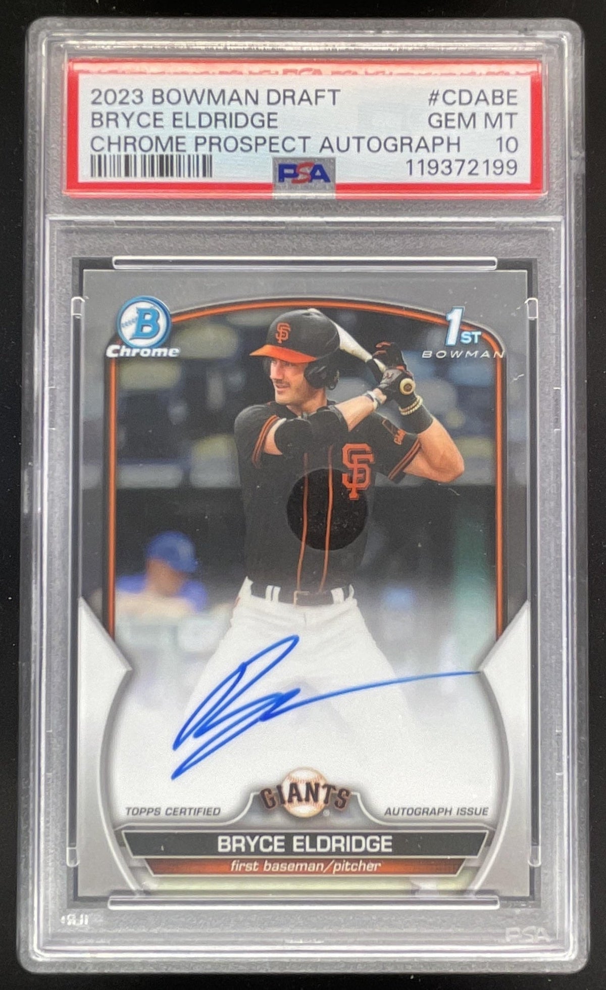 2023 Bowman Draft Chrome Prospect #CDA-BE Bryce Eldridge RC Auto PSA 10