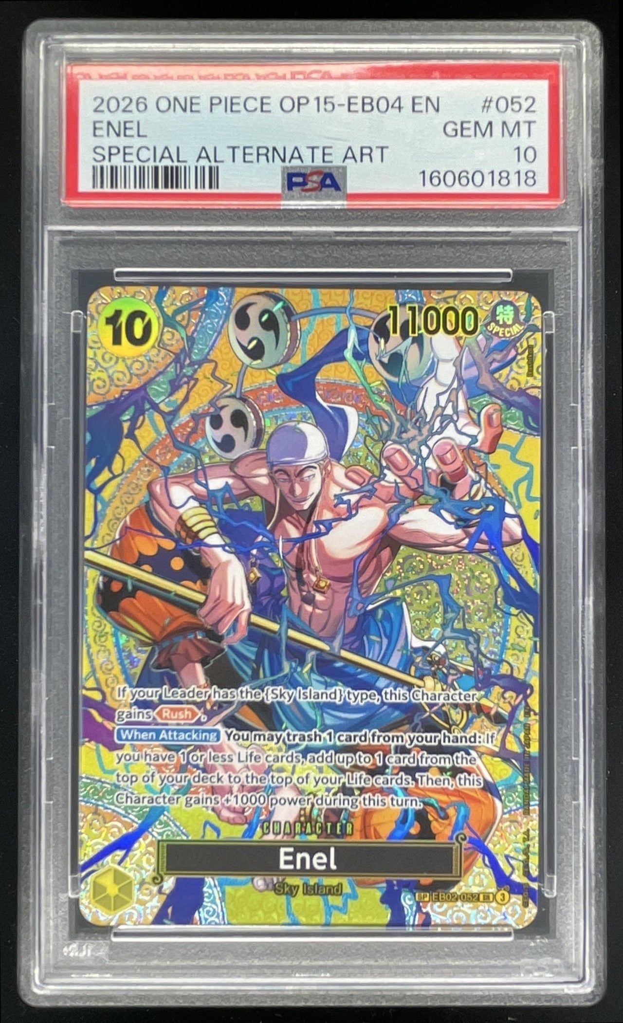 2026 One Piece Adventure on Kami's Island Special Card #EB02-052 Enel PSA 10