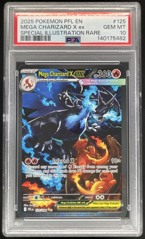2025 Pokemon Phantasmal Flames #125/094 Mega Charizard X ex Special Rare PSA 10