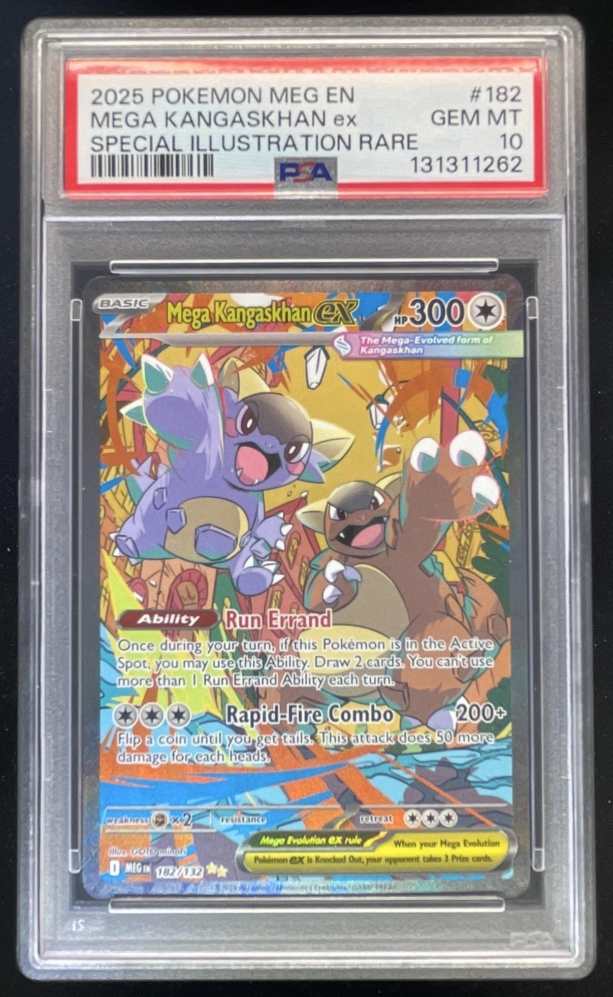 2025 Pokemon Mega Evolution #182/132 Mega Kangaskhan ex Special  Rare PSA 10