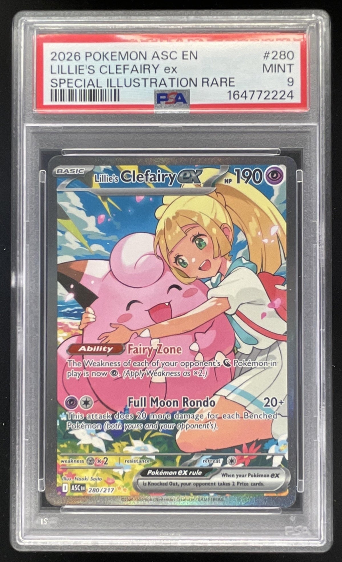 2026 Pokemon Ascended Heroes #280/217 Lillie's Clefairy ex Special Rare PSA 9