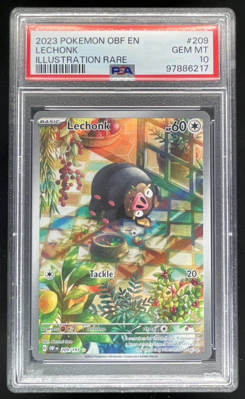 2023 Pokemon SV Obsidian Flames EN #209/197 Lechonk Illustration Rare PSA 10