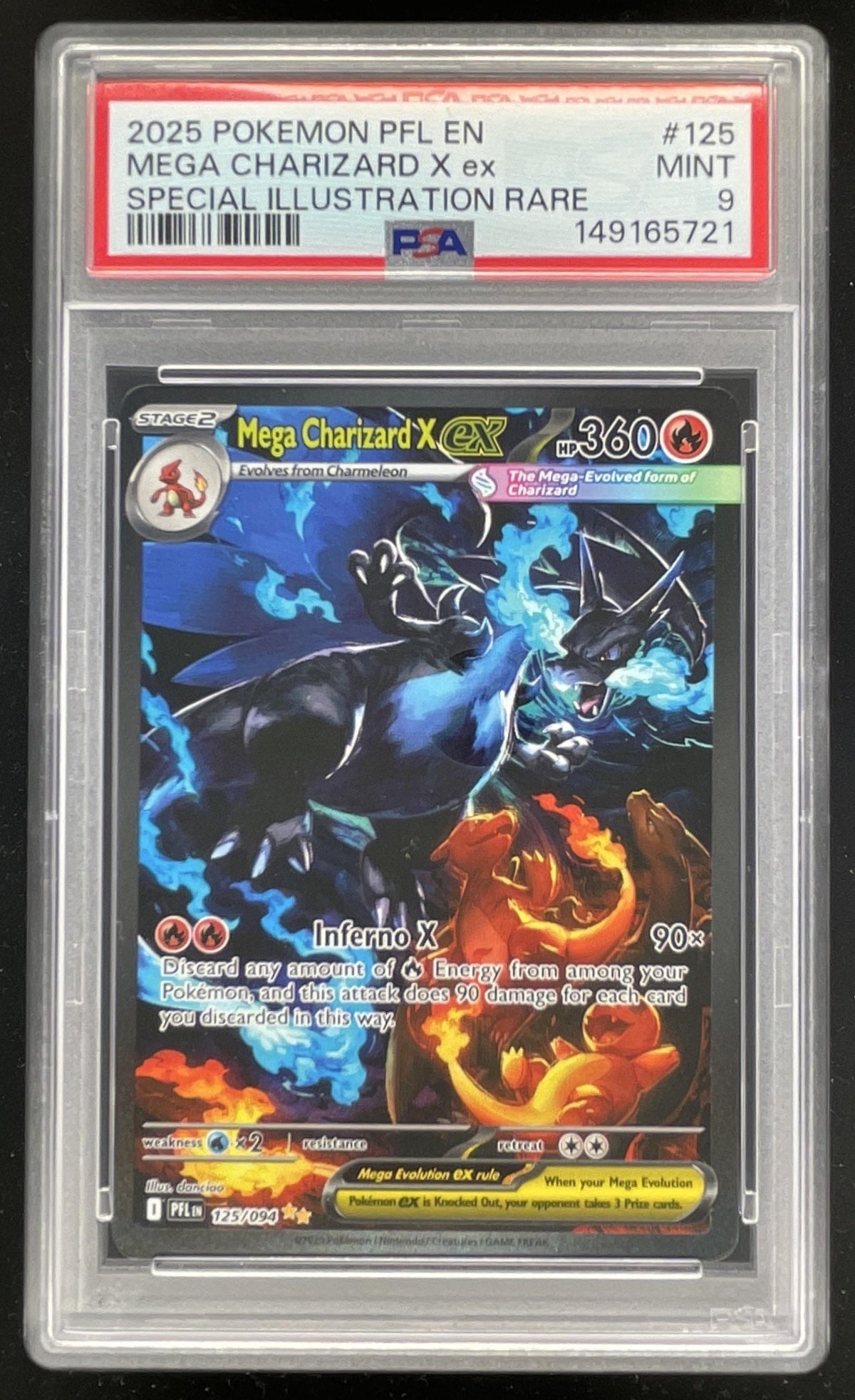 2025 Pokemon Phantasmal Flames #125/094 Mega Charizard X ex Special PSA 9