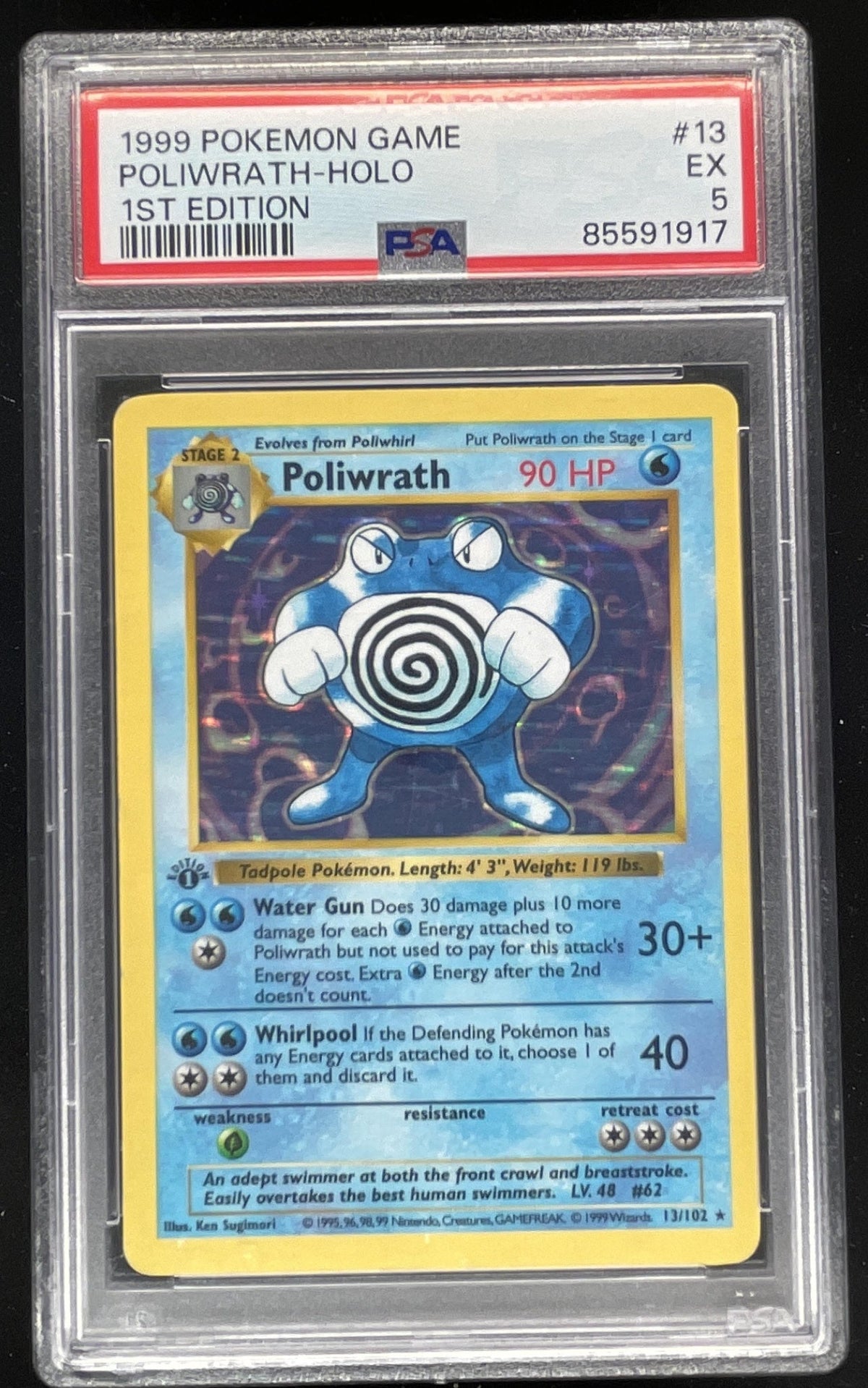 1999 Pokemon 1st Edition Set #13/102 Poliwrath Holo PSA 5