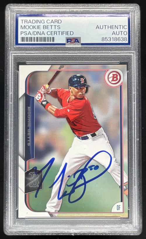 2015 Bowman #27 Mookie Betts Base On Card PSA/DNA Certified Authentic Auto