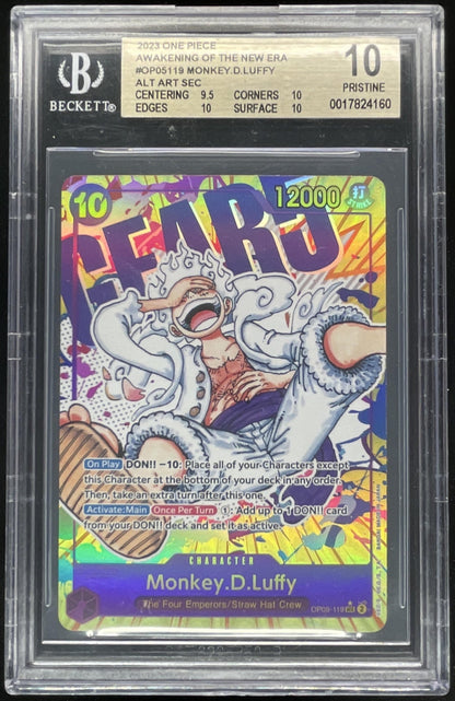 2023 One Piece Awakening of the New Era #OP05-119 Monkey D. Luffy Alt Art BGS 10