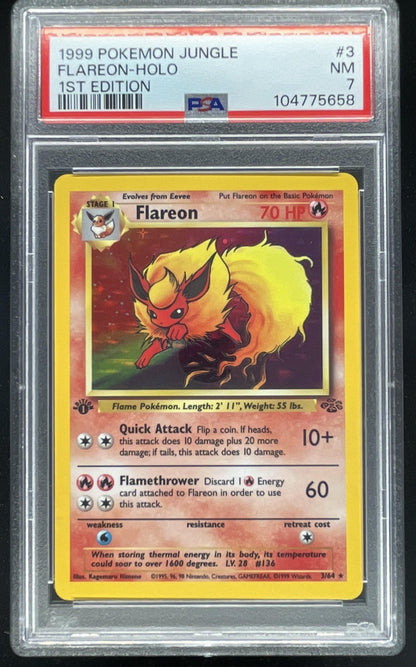 1999 Pokemon Jungle 1st Edition #3/64 Flareon PSA 7