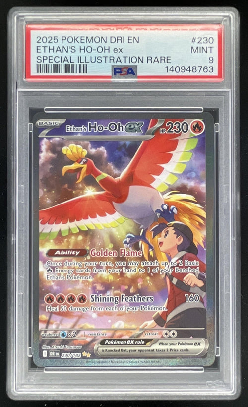 2025 Pokemon Destined Rivals #230/182 Ethan's Ho-Oh ex PSA 9