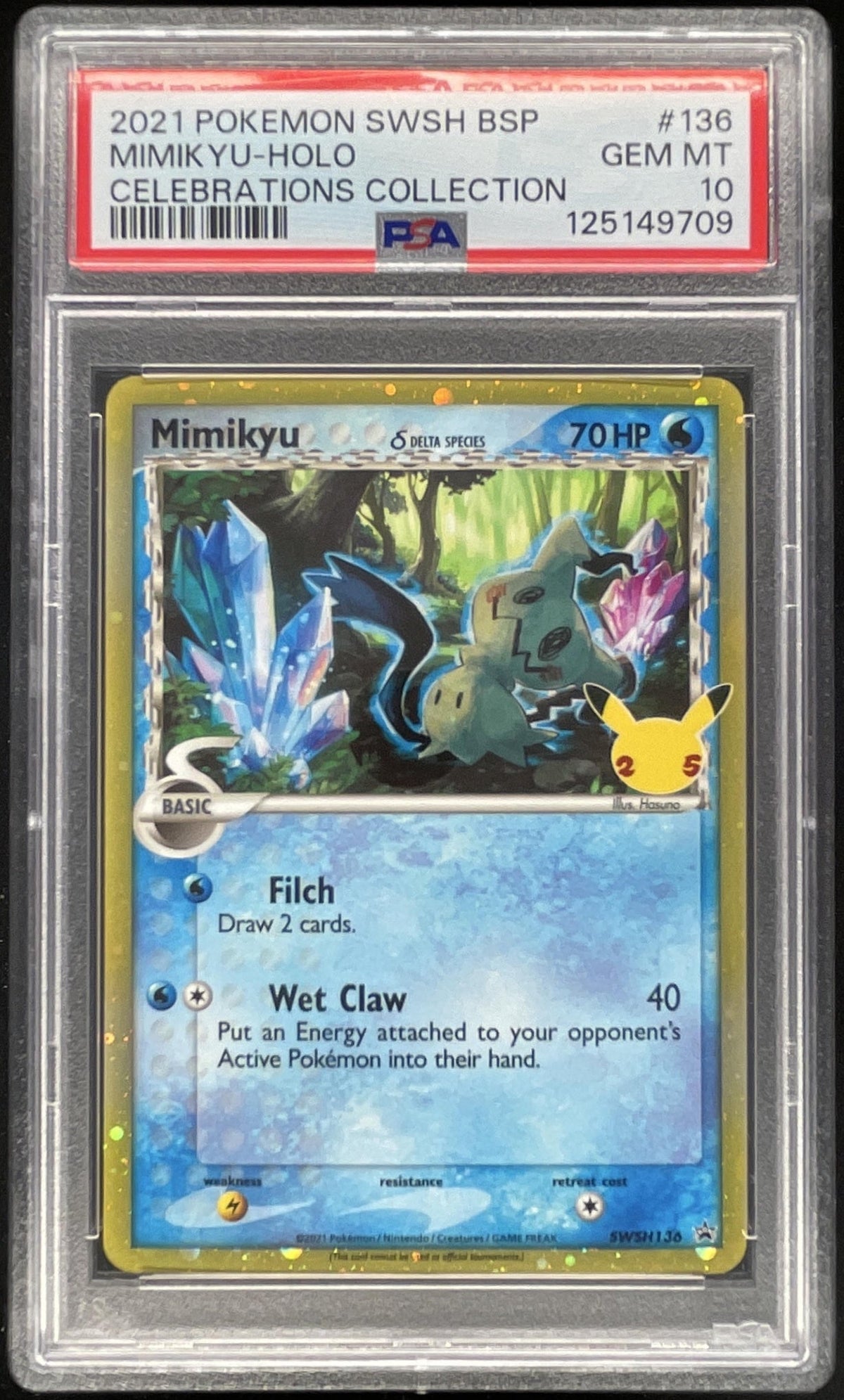 2021 Pokemon Sword & Shield Celebrations Collection #136 Mimikyu Holo PSA 10