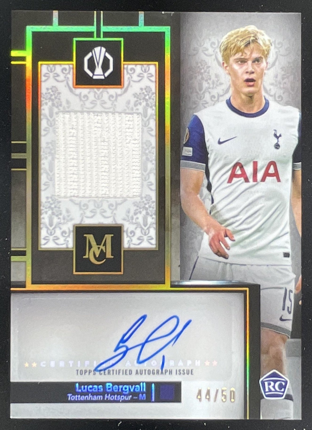 2024 Topps Museum Collection Relics Gold #MAR-LB Lucas Bergvall Auto /50