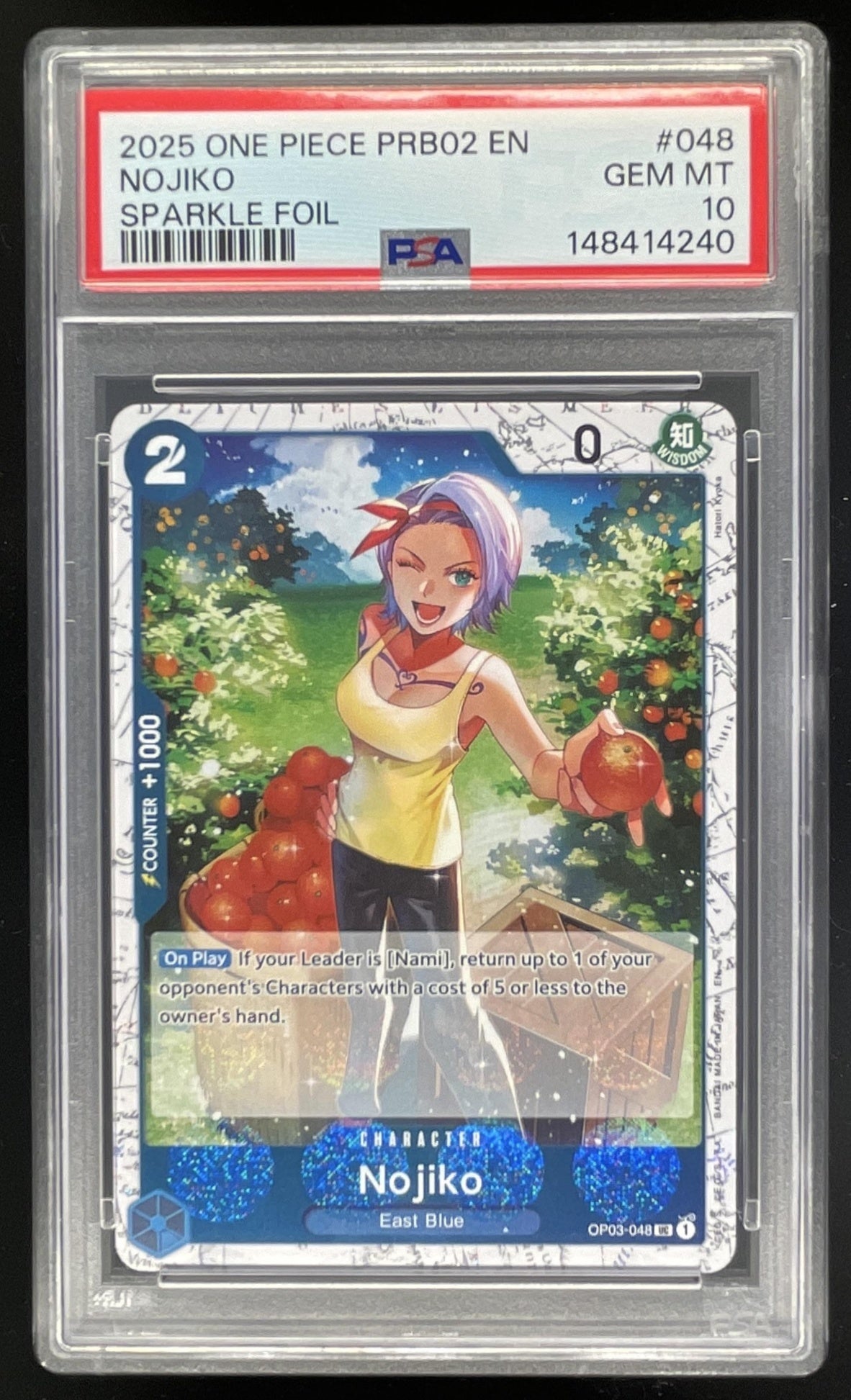2025 One Piece PRB02 EN Nojiko Sparkle Foil PSA 10