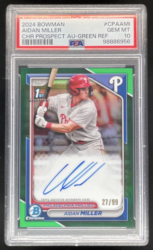 2024 Bowman Chrome Prospect Green #CPA-AMI Aidan Miller RC Auto /99 PSA 10
