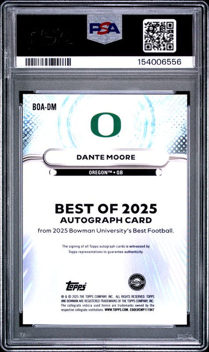 2025 Bowman Best University Best of 2025 Autographs Dante Moore #DM Orange Refractor PSA 10