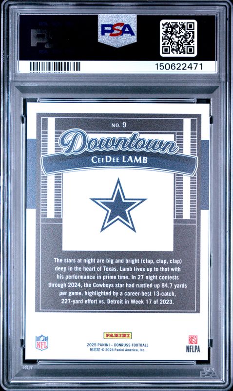 2025 Panini Donruss Downtown Ceedee Lamb #9 PSA 10