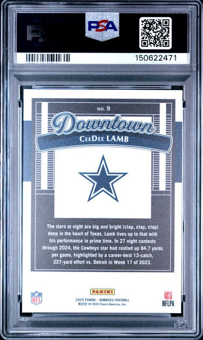 2025 Panini Donruss Downtown Ceedee Lamb #9 PSA 10