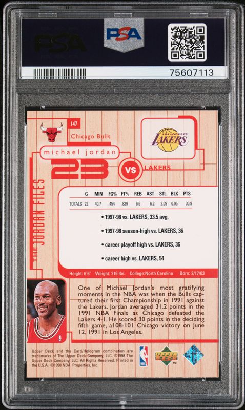 1998 Upper Deck MJ Living Legend Michael Jordan #147 The Jordan Files PSA 9