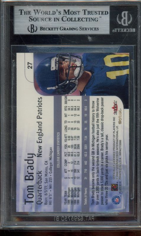 2000 Impact Tom Brady RC #27 BGS 8.5