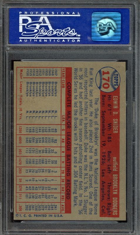1957 Topps Duke Snider #170 PSA 7