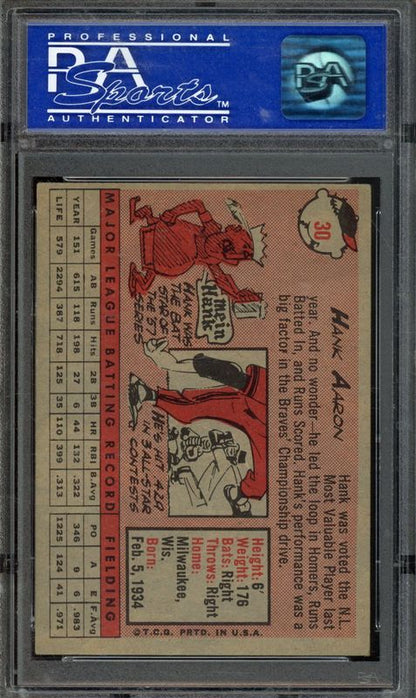 1958 Topps Hank Aaron #30 White Name PSA 6