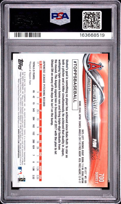 2018 Topps Shohei Ohtani #700 PSA 10