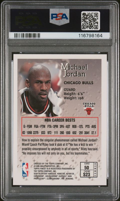 1996 Finest Michael Jordan #50 w/Coating PSA 9