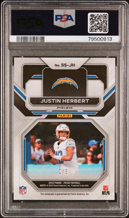 2022 Panini Prizm Sensational Signatures Justin Herbert #SSJH Gold Prizm PSA 10