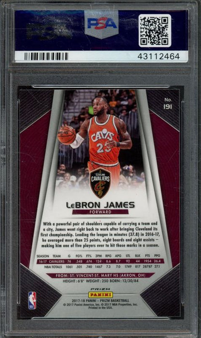 2017 Panini Prizm LeBron James #191 Silver Prizm PSA 10