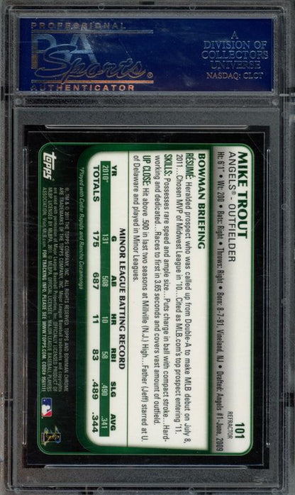 2011 Bowman Chrome Draft Mike Trout #101 Refractor PSA 10