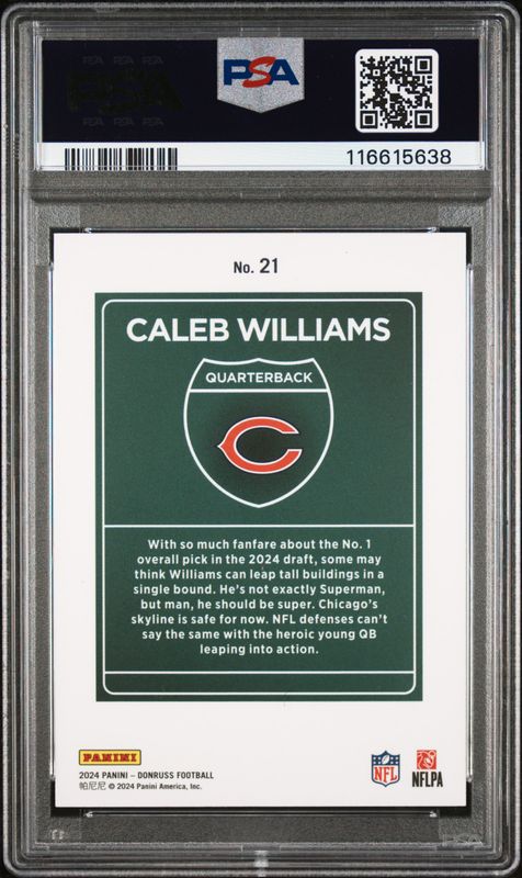 2024 Panini Donruss Downtown! Caleb Williams #21 PSA 10