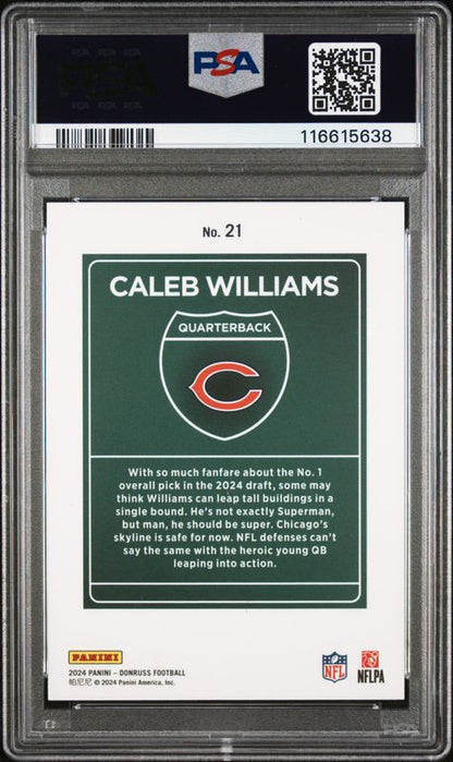 2024 Panini Donruss Downtown! Caleb Williams #21 PSA 10