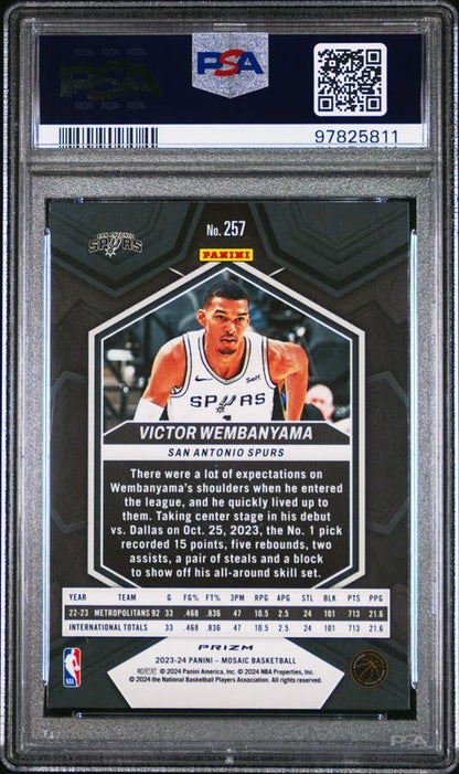 2023 Panini Mosaic Victor Wembanyama #257 Green PSA 10