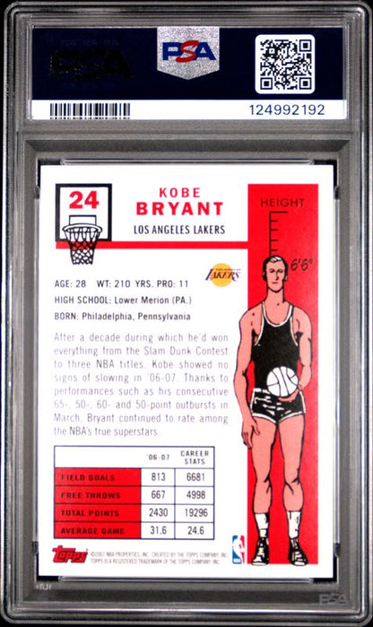 2007 Topps Kobe Bryant #24 1957-58 Variation PSA 10