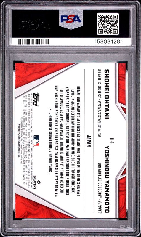 2024 Bowman Chrome International Impact Shohei Ohtani/Yoshinobu Yamamoto #II1 PSA 10
