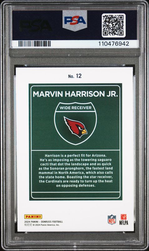 2024 Panini Donruss Downtown! Marvin Harrison Jr. #12 PSA 9