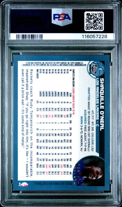 2002 Topps Chrome Shaquille O'Neal #1 White Refractor PSA 9