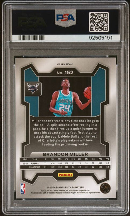 2023 Panini Prizm Brandon Miller #152 Silver Prizm PSA 10