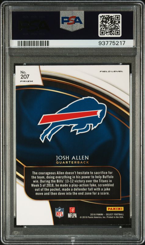 2018 Panini Select Josh Allen #207 Silver Prizm PSA 10