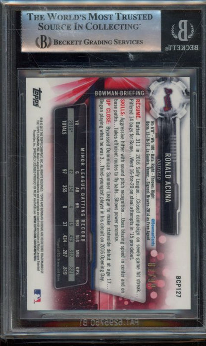 2017 Bowman Chrome Mega Box Prospects Green Refractors Ronald Acuna #BCP127 BGS 9